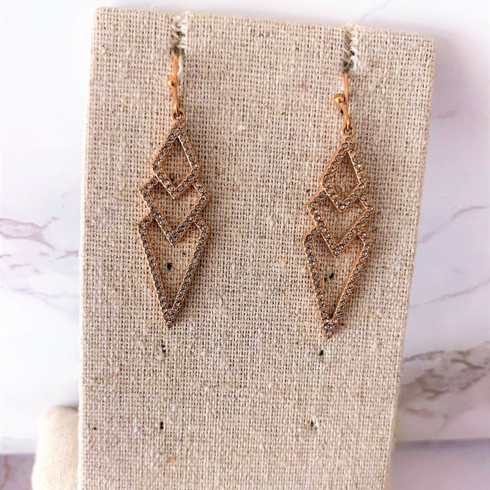 Stella and Dot Pave Spear Rose Gold Earrings